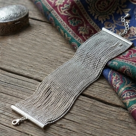 Bracelet manchette indien argenté
