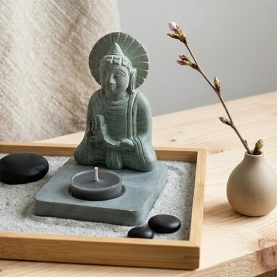Bougeoir indien en pierre ollaire Bouddha