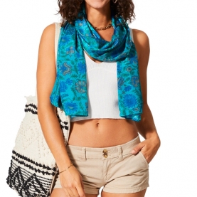 Indian printed stole Flowers blue and green