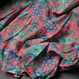 Indian printed long dress Flowers pink and purple