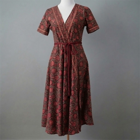 Robe indienne mi-longue imprimée