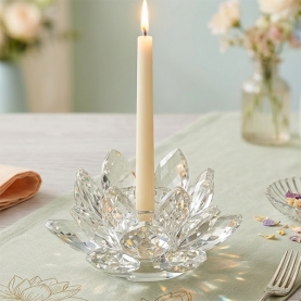 Bougeoir en cristal blanc Lotus indien