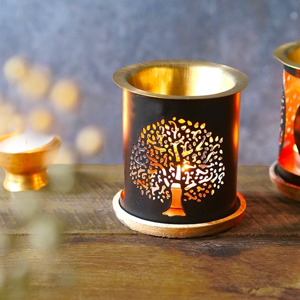 Metal incense brick burner Tree of life