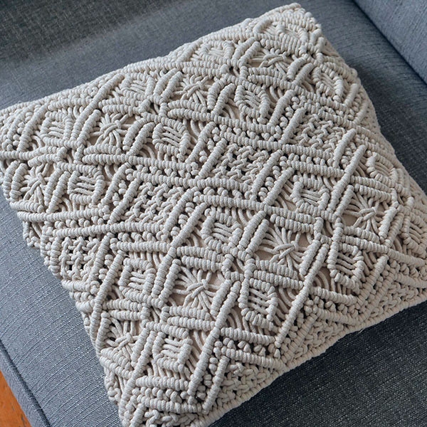 Housse de coussin indienne en coton L45 Ecru