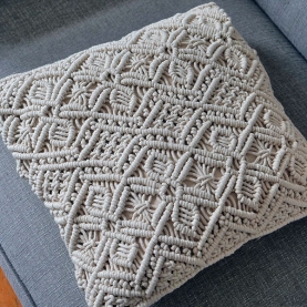 Housse de coussin indienne en coton L45 Ecru