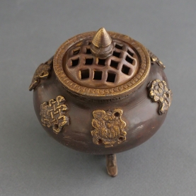Traditional Tibetan brass incense burner