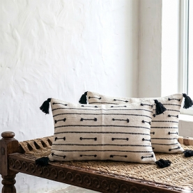 Indian cotton cushion cover L50 Offwhite and black