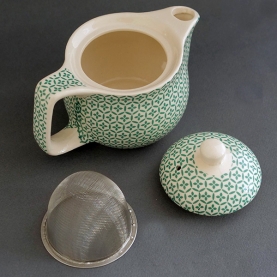 Ceramic teapot with filter Green and white