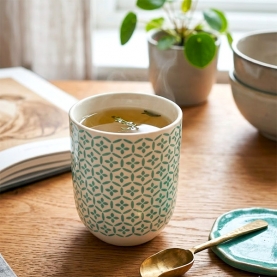Tasse à thé en céramique blanche et verte 150ml