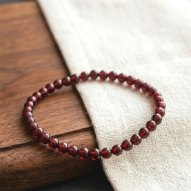 Bracelet pierres de grenat Ø6mm - courage