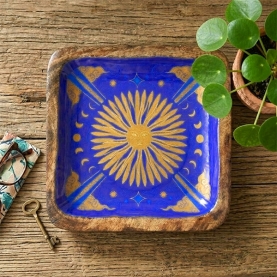 Indian handcrafted wood and enamel tray