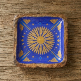 Indian wood and enamel tray