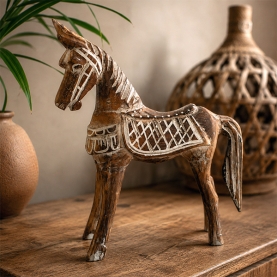 Statuette indonésienne en bois Cheval