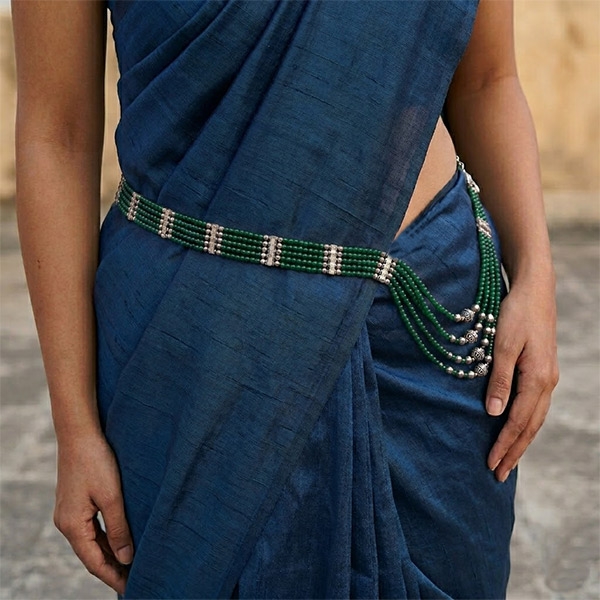 Indian ethnic belt with green pearls