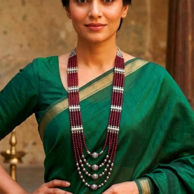Collier indien ethnique en perles rouges