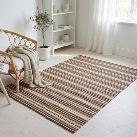Tapis indien artisanal en coton Dari marron