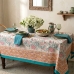Indian cotton printed table cover blue and pink