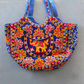 Indian handbag Matka style with elephant blue color