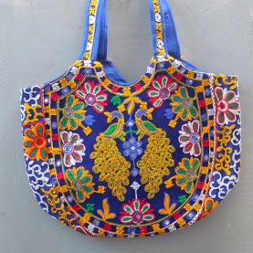 Sac à main indien brodé Matka Paons bleus