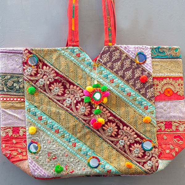 Indian handbag Zari style red and colorful