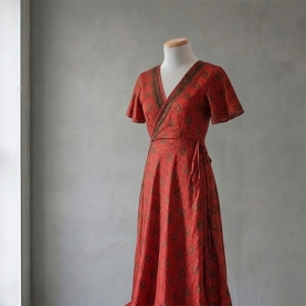 Robe indienne mi-longue imprimée Fleurs