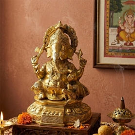 Indian hindu god Ganesh brass statue