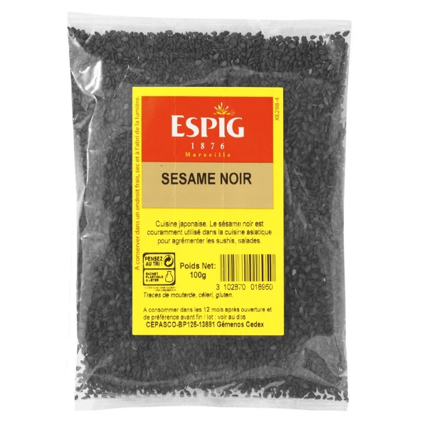 Sésame noir en graines 100g pour cuisine indienne