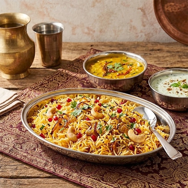 Plat indien pour le riz Biryani en inox L22