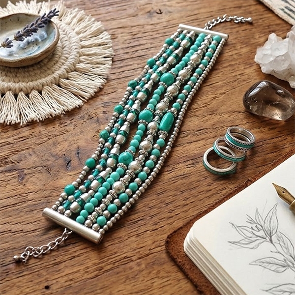 Indian ethnic bracelet with blue beads