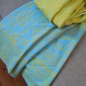 Indian cotton skirt Sanganeri print green and blue