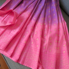 Jupe indienne complète Sanganeri rose et violette