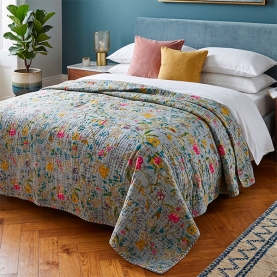 Indian handcrafted cotton bed cover Kantha