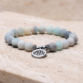 Bracelet Mala indien Lotus amazonite Ø8mm