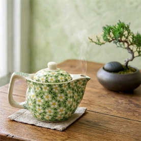 Ceramic teapot with filter Green and yellow 300ml