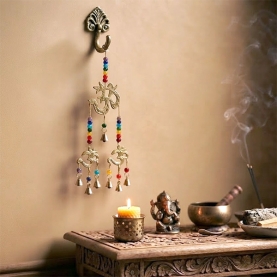 Indian brass wind chime OM design 7 bells
