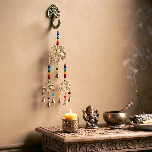 Carillon indien en laiton OM 7 clochettes