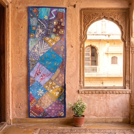 Indian handcrafted wall hanging Patchwork navy blue