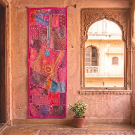 Indian handcrafted wall hanging Patchwork pink
