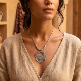 Indian ethnic long metal necklace