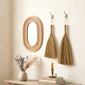 Pampas fan broom wall Indonesian decor x2
