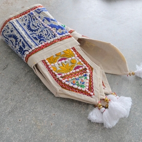 Indian cotton wall decor Toran patchwork offwhite