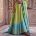 Jupe indienne imprimée Sanganeri bleue et verte