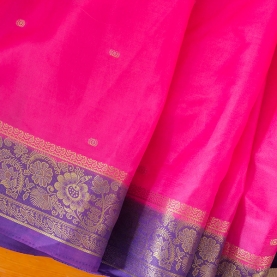 Saree indien satiné rose et violet