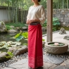 Jupe thaï longue en coton rouge Taille unique
