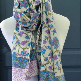 Etole indienne en pur coton imprimé Dupatta