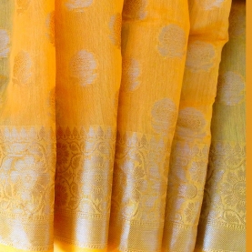 Saree indien complet coton orangé