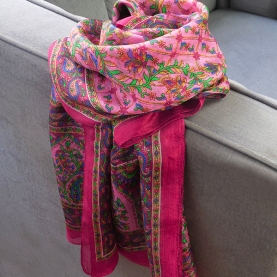 Indian silk scarf fashion pink and green