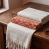 Châle motifs népalais traditionnels beige et orange