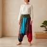Nepalese yoga pants in cotton green and cyan