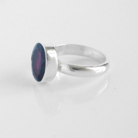 Indian silver ring with garnet T57